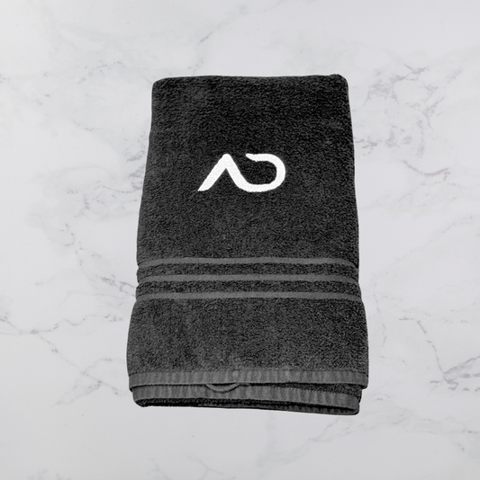 Handtuch schwarz, Black towel, Anja Diergarten handtuch, Stick, Black edition, saunahandtuch, Saunatuch, großes Handtuch