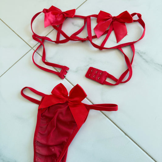 Exklusives Rotes Dessous-Set mit Schleife – direkt von Anja Diergarten